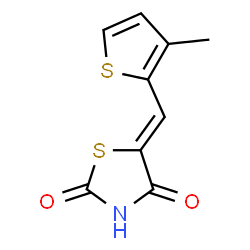 ChemSpider 2D Image | (5Z)-5-[(3-Methyl-2-thienyl)methylene]-1,3-thiazolidine-2,4-dione | C9H7NO2S2