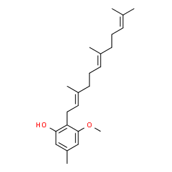 ChemSpider 2D Image | 3-Methoxy-5-methyl-2-[(2E,6E)-3,7,11-trimethyl-2,6,10-dodecatrienyl]phenol | C23H34O2