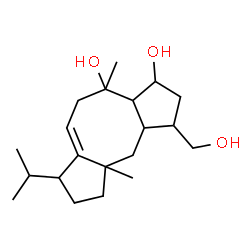 ChemSpider 2D Image | 1-(Hydroxymethyl)-7-isopropyl-4,9a-dimethyl-1,2,3,3a,4,5,7,8,9,9a,10,10a-dodecahydrodicyclopenta[a,d]cyclooctene-3,4-diol | C20H34O3