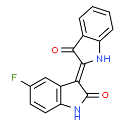 ChemSpider 2D Image | (3Z)-5-Fluoro-3-(3-oxo-1,3-dihydro-2H-indol-2-ylidene)-1,3-dihydro-2H-indol-2-one | C16H9FN2O2