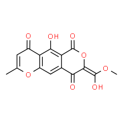 ChemSpider 2D Image | (8Z)-5-Hydroxy-8-[hydroxy(methoxy)methylene]-2-methyl-4H,6H-pyrano[3,4-g]chromene-4,6,9(8H)-trione | C15H10O8