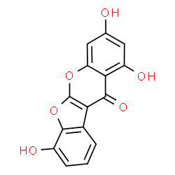 ChemSpider 2D Image | 1,3,7-Trihydroxy-11H-[1]benzofuro[2,3-b]chromen-11-one | C15H8O6