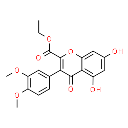ChemSpider 2D Image | Ethyl 3-(3,4-dimethoxyphenyl)-5,7-dihydroxy-4-oxo-4H-chromene-2-carboxylate | C20H18O8