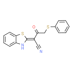ChemSpider 2D Image | (2Z)-2-(1,3-Benzothiazol-2(3H)-ylidene)-3-oxo-4-(phenylsulfanyl)butanenitrile | C17H12N2OS2