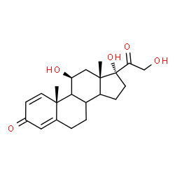 ChemSpider 2D Image | (8xi,9xi,11beta,14xi)-11,17,21-Trihydroxypregna-1,4-diene-3,20-dione | C21H28O5