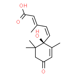 ChemSpider 2D Image | (2E,4Z)-5-[(1R)-1-Hydroxy-2,6,6-trimethyl-4-oxo-2-cyclohexen-1-yl]-3-methyl-2,4-pentadienoic acid | C15H20O4
