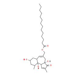 ChemSpider 2D Image | (3a,8,10a-Trihydroxy-2,10-dimethyl-3-oxo-3,3a,4,6a,7,8,9,10,10a,10b-decahydrobenzo[e]azulen-5-yl)methyl myristate | C31H50O6