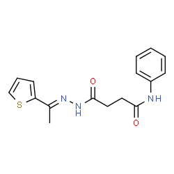 ChemSpider 2D Image | 4-Oxo-N-phenyl-4-{(2E)-2-[1-(2-thienyl)ethylidene]hydrazino}butanamide | C16H17N3O2S