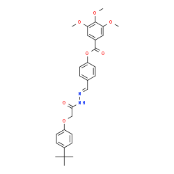 ChemSpider 2D Image | 4-[(E)-{[(4-tert-Butylphenoxy)acetyl]hydrazono}methyl]phenyl 3,4,5-trimethoxybenzoate | C29H32N2O7