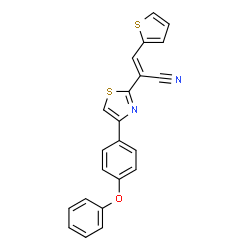 ChemSpider 2D Image | (2E)-2-[4-(4-Phenoxyphenyl)-1,3-thiazol-2-yl]-3-(2-thienyl)acrylonitrile | C22H14N2OS2