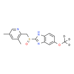 ChemSpider 2D Image | 2-{[(3,5-Dimethyl-2-pyridinyl)methyl]sulfinyl}-5-[(~2~H_3_)methyloxy]-1H-benzimidazole | C16H14D3N3O2S