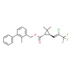 ChemSpider 2D Image | (2-Methyl-3-biphenylyl)methyl (1S,3R)-3-[(1Z)-2-chloro-3,3,3-trifluoro-1-propen-1-yl]-2,2-dimethylcyclopropanecarboxylate | C23H22ClF3O2