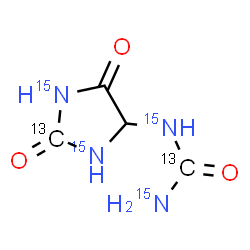ChemSpider 2D Image | 1-[2,5-Dioxo(2-~13~C,~15~N_2_)-4-imidazolidinyl](~13~C,~15~N_2_)urea | C213C2H615N4O3