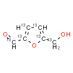 ChemSpider 2D Image | 5-[Hydroxy(~13~C)methyl]-2-(~13~C_4_)furan(~13~C)carbaldehyde | 13C6H6O3