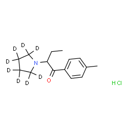 ChemSpider 2D Image | 1-(4-Methylphenyl)-2-[(~2~H_8_)-1-pyrrolidinyl]-1-butanone hydrochloride (1:1) | C15H14D8ClNO