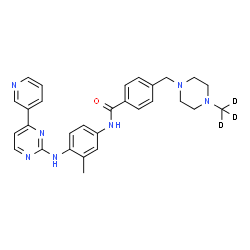 ChemSpider 2D Image | 4-{[4-(~2~H_3_)Methyl-1-piperazinyl]methyl}-N-(3-methyl-4-{[4-(3-pyridinyl)-2-pyrimidinyl]amino}phenyl)benzamide | C29H28D3N7O