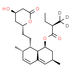 ChemSpider 2D Image | (1S,3R,7S,8S,8aR)-8-{2-[(2R,4R)-4-Hydroxy-6-oxotetrahydro-2H-pyran-2-yl]ethyl}-3,7-dimethyl-1,2,3,7,8,8a-hexahydro-1-naphthalenyl (2R)-2-(~2~H_3_)methylbutanoate | C24H33D3O5