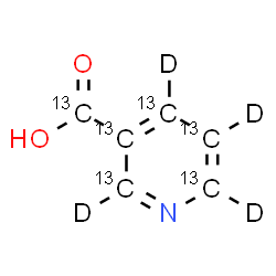 ChemSpider 2D Image | 3-(~13~C_5_,~2~H_4_)Pyridine(~13~C)carboxylic acid | 13C6HD4NO2