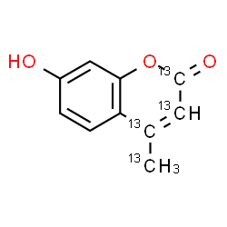 ChemSpider 2D Image | 7-Hydroxy-4-(~13~C)methyl(2,3,4-~13~C_3_)-2H-chromen-2-one | C613C4H8O3