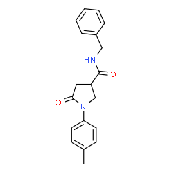ChemSpider 2D Image | N-Benzyl-1-(4-methylphenyl)-5-oxo-3-pyrrolidinecarboxamide | C19H20N2O2