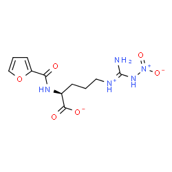 ChemSpider 2D Image | (2S)-5-{(E)-[Amino(nitroamino)methylene]ammonio}-2-(2-furoylamino)pentanoate | C11H15N5O6