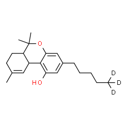 ChemSpider 2D Image | 6,6,9-Trimethyl-3-[(5,5,5-~2~H_3_)pentyl]-6a,7,8,10a-tetrahydro-6H-benzo[c]chromen-1-ol | C21H27D3O2