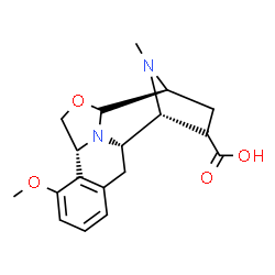 ChemSpider 2D Image | (1S,2R,5S,9R)-11-Methoxy-18-methyl-7-oxa-17,18-diazapentacyclo[7.7.1.1~2,5~.0~6,17~.0~10,15~]octadeca-10,12,14-triene-3-carboxylic acid | C18H22N2O4