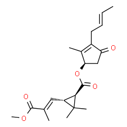ChemSpider 2D Image | (1R)-3-[(2E)-2-Buten-1-yl]-2-methyl-4-oxo-2-cyclopenten-1-yl (1R,3R)-3-[(1E)-3-methoxy-2-methyl-3-oxo-1-propen-1-yl]-2,2-dimethylcyclopropanecarboxylate | C21H28O5