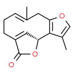 ChemSpider 2D Image | (1R)-3,8-Dimethyl-5,14-dioxatricyclo[10.2.1.0~2,6~]pentadeca-2(6),3,8,12(15)-tetraen-13-one | C15H16O3