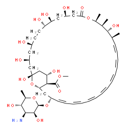 ChemSpider 2D Image | Methyl (1R,3S,5S,8S,9S,11R,15S,16S,17R,18S,25Z,33R,35S,36R,37S)-33-[(3-amino-3,6-dideoxy-beta-D-mannopyranosyl)oxy]-1,3,5,8,9,11,17,37-octahydroxy-15,16,18-trimethyl-13-oxo-14,39-dioxabicyclo[33.3.1]n
onatriaconta-19,21,23,25,27,29,31-heptaene-36-carboxylate | C48H75NO17