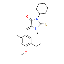 ChemSpider 2D Image | (5Z)-3-Cyclohexyl-5-(4-ethoxy-5-isopropyl-2-methylbenzylidene)-1-methyl-2-thioxo-4-imidazolidinone | C23H32N2O2S