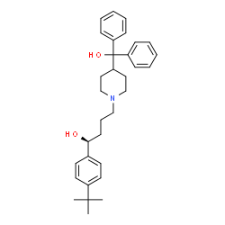 ChemSpider 2D Image | (1S)-1-(4-tert-butylphenyl)-4-{4-[hydroxy(diphenyl)methyl]piperidin-1-yl}butan-1-ol | C32H41NO2