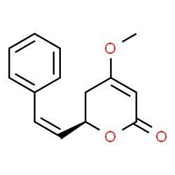 ChemSpider 2D Image | (6R)-4-Methoxy-6-[(Z)-2-phenylvinyl]-5,6-dihydro-2H-pyran-2-one | C14H14O3