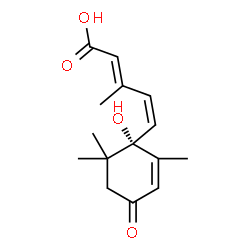 ChemSpider 2D Image | (2E,4Z)-5-[(1S)-1-Hydroxy-2,6,6-trimethyl-4-oxo-2-cyclohexen-1-yl]-3-methyl-2,4-pentadienoic acid | C15H20O4