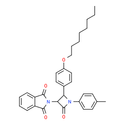 ChemSpider 2D Image | 2-{1-(4-Methylphenyl)-2-[4-(octyloxy)phenyl]-4-oxo-3-azetidinyl}-1H-isoindole-1,3(2H)-dione | C32H34N2O4