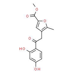 ChemSpider 2D Image | Methyl 4-[2-(2,4-dihydroxyphenyl)-2-oxoethyl]-5-methyl-2-furoate | C15H14O6
