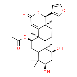 ChemSpider 2D Image | acetic acid [(1R,4bR,5R,8R,10S,10aS,12aS)-1-(3-furanyl)-8,10-dihydroxy-4b,7,7,10a,12a-pentamethyl-3-oxo-1,5,6,6a,8,9,10,10b,11,12-decahydronaphtho[2,1-f][2]benzopyran-5-yl] ester | C28H38O7
