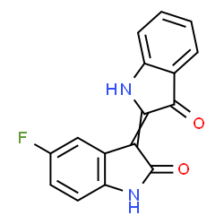 ChemSpider 2D Image | 5-Fluoro-3-(3-oxo-1,3-dihydro-2H-indol-2-ylidene)-1,3-dihydro-2H-indol-2-one | C16H9FN2O2