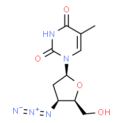 ChemSpider 2D Image | 1-(3-Azido-2,3-dideoxy-beta-L-threo-pentofuranosyl)-5-methyl-2,4(1H,3H)-pyrimidinedione | C10H13N5O4