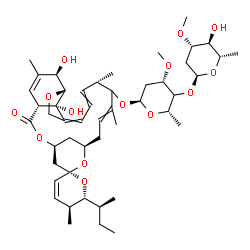 ChemSpider 2D Image | (1'R,2S,4'S,5S,6R,8'R,13'S,20'R,21'R,24'S)-6-[(2S)-2-Butanyl]-21',24'-dihydroxy-5,11',13',22'-tetramethyl-2'-oxo-5,6-dihydrospiro[pyran-2,6'-[3,7,19]trioxatetracyclo[15.6.1.1~4,8~.0~20,24~]pentacosa[1
0,14,16,22]tetraen]-12'-yl (4xi)-2,6-dideoxy-4-O-(2,6-dideoxy-3-O-methyl-alpha-L-arabino-hexopyranosyl)-3-O-methyl-alpha-L-threo-hexopyranoside | C48H72O14