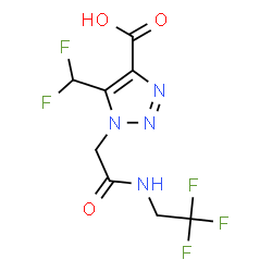 ChemSpider 2D Image | 5-(Difluoromethyl)-1-{2-oxo-2-[(2,2,2-trifluoroethyl)amino]ethyl}-1H-1,2,3-triazole-4-carboxylic acid | C8H7F5N4O3