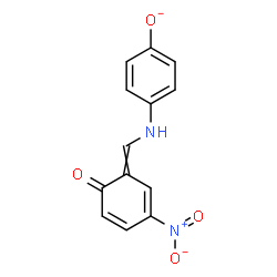 ChemSpider 2D Image | 4-{[(3-Nitro-6-oxo-2,4-cyclohexadien-1-ylidene)methyl]amino}phenolate | C13H9N2O4