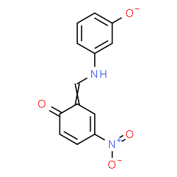 ChemSpider 2D Image | 3-{[(3-Nitro-6-oxo-2,4-cyclohexadien-1-ylidene)methyl]amino}phenolate | C13H9N2O4