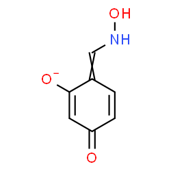 ChemSpider 2D Image | 6-[(Hydroxyamino)methylene]-3-oxo-1,4-cyclohexadien-1-olate | C7H6NO3