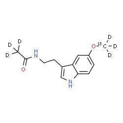 ChemSpider 2D Image | N-(2-{5-[(~13~C,~2~H_3_)Methyloxy]-1H-indol-3-yl}ethyl)(~2~H_3_)acetamide | C1213CH10D6N2O2