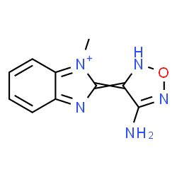ChemSpider 2D Image | 2-(4-Amino-1,2,5-oxadiazol-3(2H)-ylidene)-1-methyl-2H-benzimidazol-1-ium | C10H10N5O