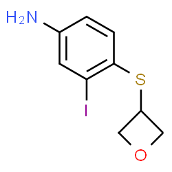 ChemSpider 2D Image | 3-Iodo-4-(3-oxetanylsulfanyl)aniline | C9H10INOS