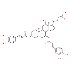 ChemSpider 2D Image | (3alpha,7alpha,8xi,9xi,12alpha,14xi,17xi,20xi)-3,7-Bis{[(2E)-3-(3,4-dihydroxyphenyl)-2-propenoyl]oxy}-12-hydroxycholan-24-oic acid | C42H52O11