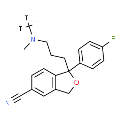 ChemSpider 2D Image | 1-(4-Fluorophenyl)-1-(3-{methyl[(~3~H_3_)methyl]amino}propyl)-1,3-dihydro-2-benzofuran-5-carbonitrile | C20H18T3FN2O