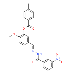 ChemSpider 2D Image | 2-Methoxy-5-{(E)-[(3-nitrobenzoyl)hydrazono]methyl}phenyl 4-methylbenzoate | C23H19N3O6